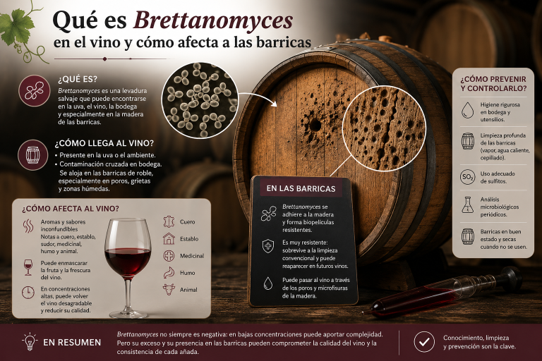 Qué es Brettanomyces en el vino y cómo afecta a las barricas